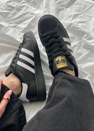 Кроссовки adidas superstar black white3 фото