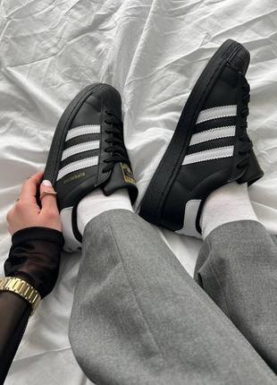 Кроссовки adidas superstar black white4 фото