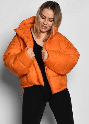 Оранжевая яркая демисезонная куртка3 фото