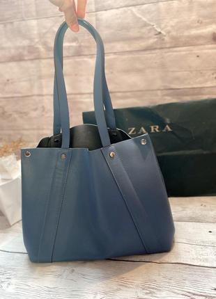 Сумка шоппер вместительная большая двусторонняя zara с короткими ручками объемная эко кожа8 фото