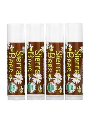 Sierra bees, coconut органические бальзамы для губ, кокос, 4 шт. в упаковке, 4,25 г