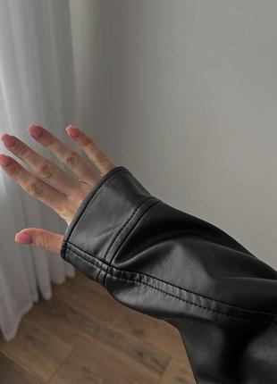 Идеальный оверсайз базовая черная курточка косуха из эко кожи s/m/l5 фото