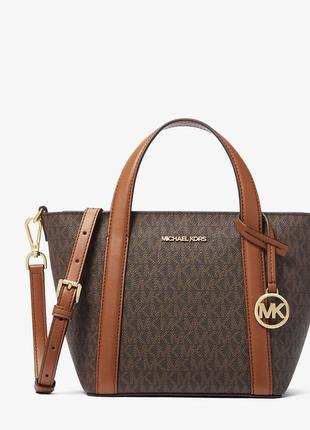 Оригинальная сумка от мк michael kors мк коричневая в лого2 фото