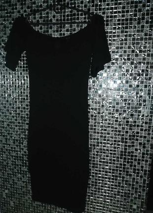 Черное платье декольте элегантное коктейльное черное xs6 фото