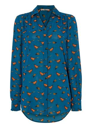 Оригинальная брендовая рубашка, блузка "tu" с фазанами. размер uk10.