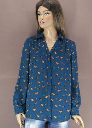 Оригинальная брендовая рубашка, блузка "tu" с фазанами. размер uk10.2 фото