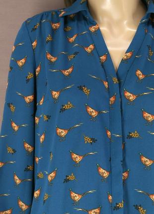 Оригинальная брендовая рубашка, блузка "tu" с фазанами. размер uk10.3 фото