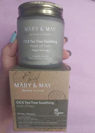 Глиняная маска для лица с экстрактами центеллы и чайного дерева mary &amp; may cica tea tree soothing wash off pack 125g