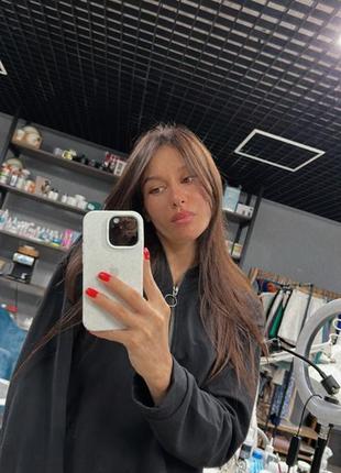 Укорочена худі с замком чорний колір