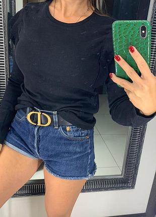👚роскошный новый чёрный свитер в рубчик/чёрный свитер с рюшами/тёплый чёрный свитер👚