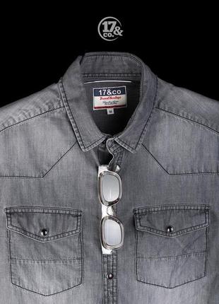 Рубашка на кнопках 17&co. цвет чёрная тёртая джинса. размер-м. 25€