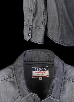 Рубашка на кнопках 17&co. цвет чёрная тёртая джинса. размер-м. 25€7 фото