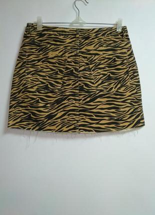 Джинсовая юбка в принт зебра 14/48-50 размер4 фото