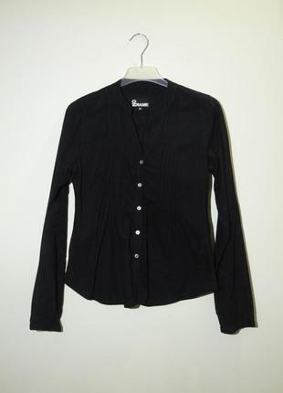 Хлопковая черная блуза рубашка в стиле бохо кэжуал винтаж кружево рюши no name xs