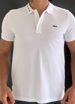 Белая мужская футболка с воротником