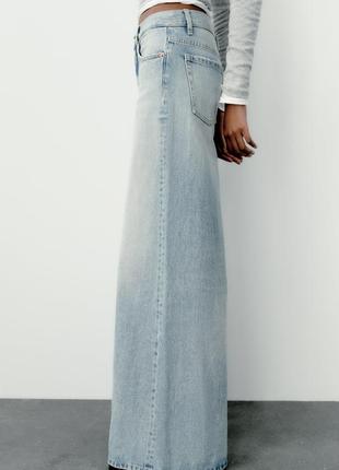 Джинси trf mid-rise wide leg zara palazzo4 фото