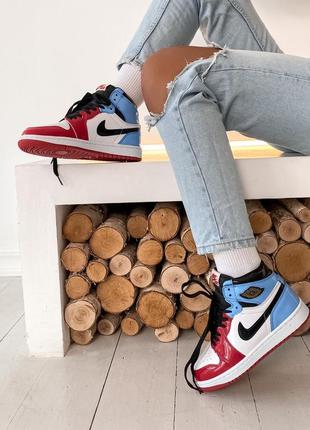 Кросівки nike jordan 1 retro high blue red кроссовки5 фото