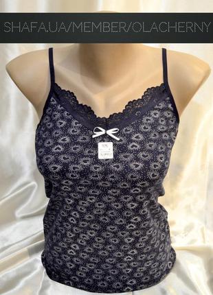 Розпродаж! ціну знижено! остання! 046222 майка жіноча синя в сердечко турецька