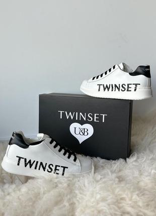 Кожаные белые кроссовки twinset4 фото