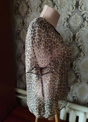 Блузка леопард, полупрозрачная.3 фото
