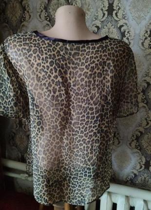 Блузка леопард, полупрозрачная.4 фото
