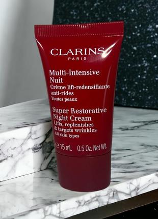 Clarins super restorative night cream multi-intensive відновлювальний нічній крем для усіх типів шкіри 15ml1 фото