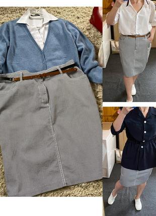 Базовая котоновая /джинсовая юбка в полоску,р.44-461 фото