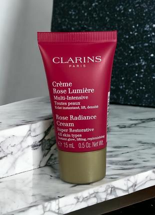 Clarins rose radiance cream super restorative відновлюючий денний крем проти зморшок 15ml