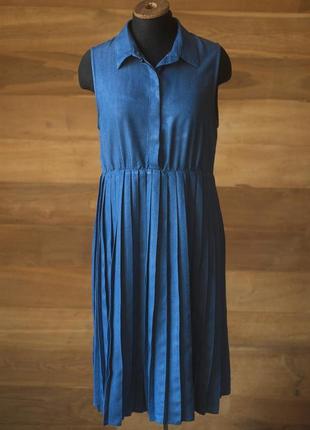 Синее джинсовое платье плиссе миди женское apart by lowrys, размер m, l
