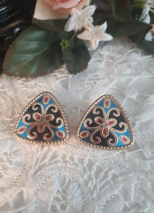 Клипси сережки эмаль вiнтаж