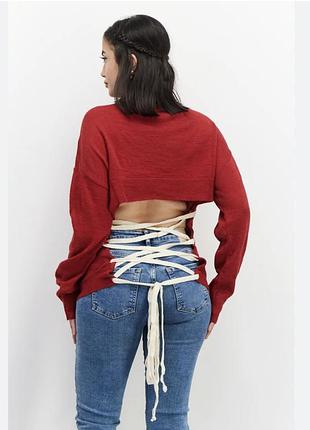 ❤️фирменный свитер-джемпер со шнуровкой na-kd размер хс❤️