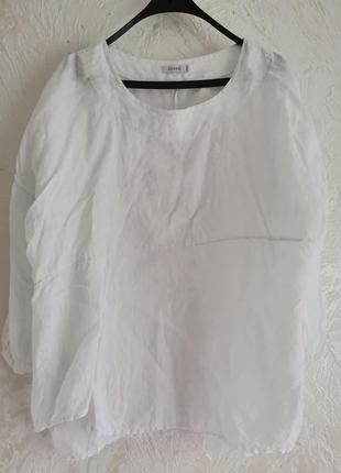 Біла оверсайз блуза туніка, 100% льон, італія