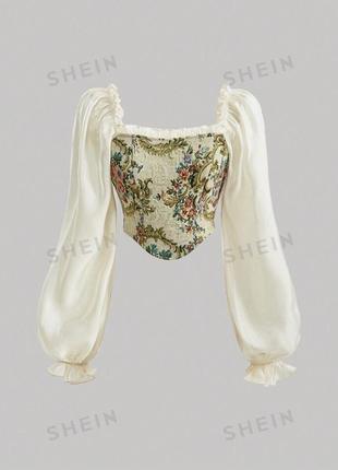 Корсет блуза shein топ топик с объемными рукавами вишмалка1 фото