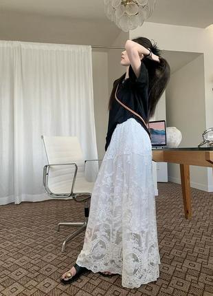 Длинная кружевная юбка макси романтический стиль4 фото