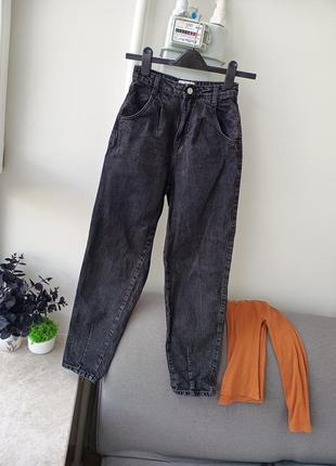Фірмові джинси  бойфренди мом чорні , xs-s1 фото