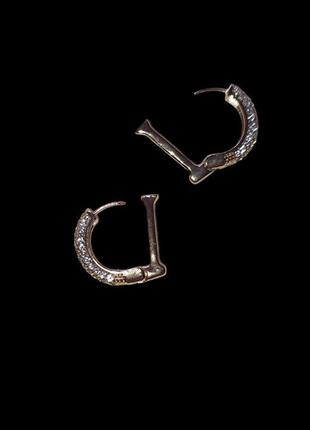 Сережки dior золоті з камінчиками діор d д літера іменні4 фото