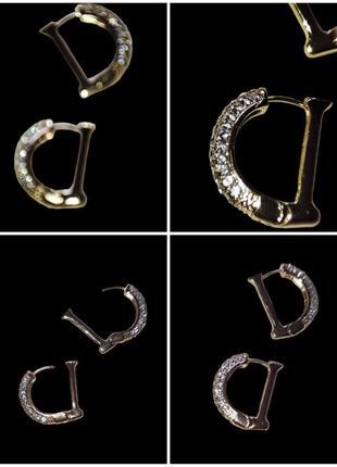 Серьги dior золотые с камушками диор d д буква именно