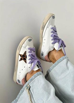 Женские кроссовки golden goose ggdb leopard star