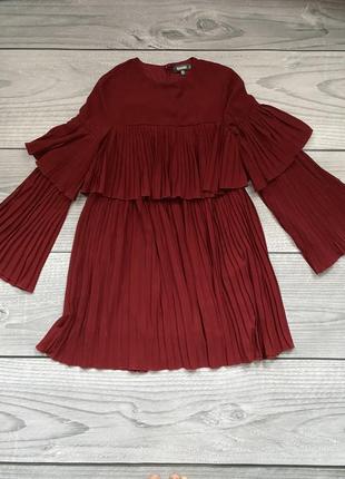 Сукня плаття бордо трендовий колір з рюшами тренд міні бренд y2k missguided