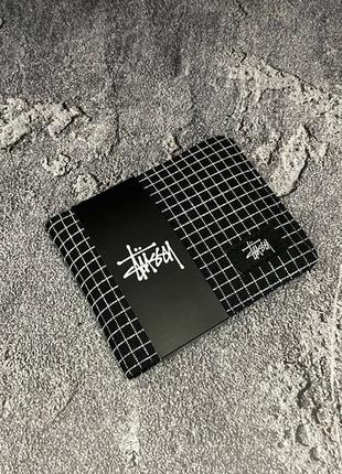 Кошелек stussy черный тканевый, элитный мужской удобный купюрник стусси на три отделения компактный1 фото