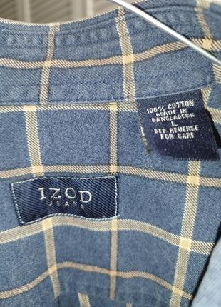 Темно синя сорочка у клітинку izod jeans, оверсайз l8 фото