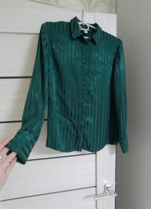 Сорочка рубашка блуза у смужку  атласна.6 фото