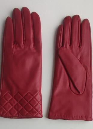 Шкіряні рукавиці, жіночі рукавиці, червоні рукавиці, рукавиці1 фото