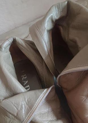 Брендовые винтажные кожаные редкие ботинки ботильоны prada6 фото