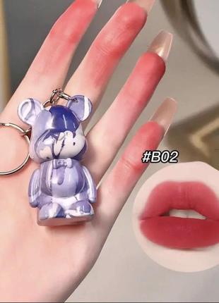 Матова помада в формі брелка-ведмедика №в02, 1.6 г