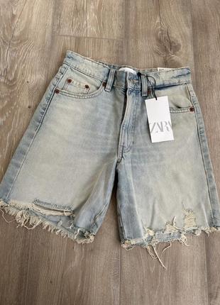 Джинсовые голубые шорты zara 32 размер