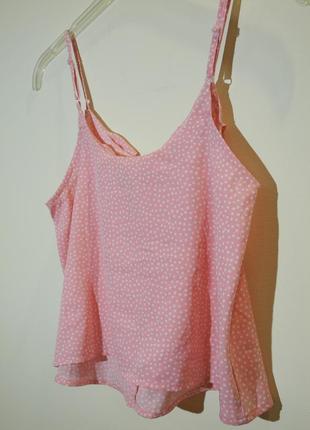 Розовая блуза топ в горошек с рюшами на бретелях tally weijl xs7 фото