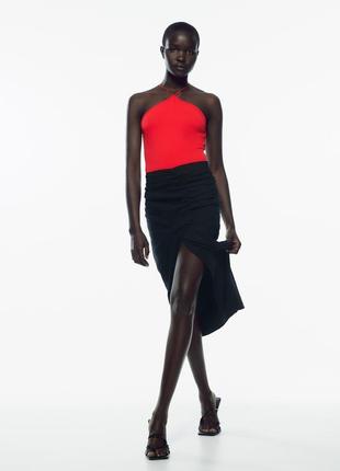 Zara боди в рубчик красного цвета м5 фото