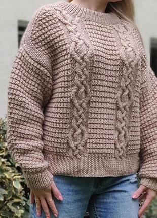 Женский вязаный свитер ручной работы "waffle"4 фото