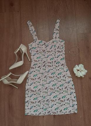 Джинсовое платье розовое с кабриолетами denim co